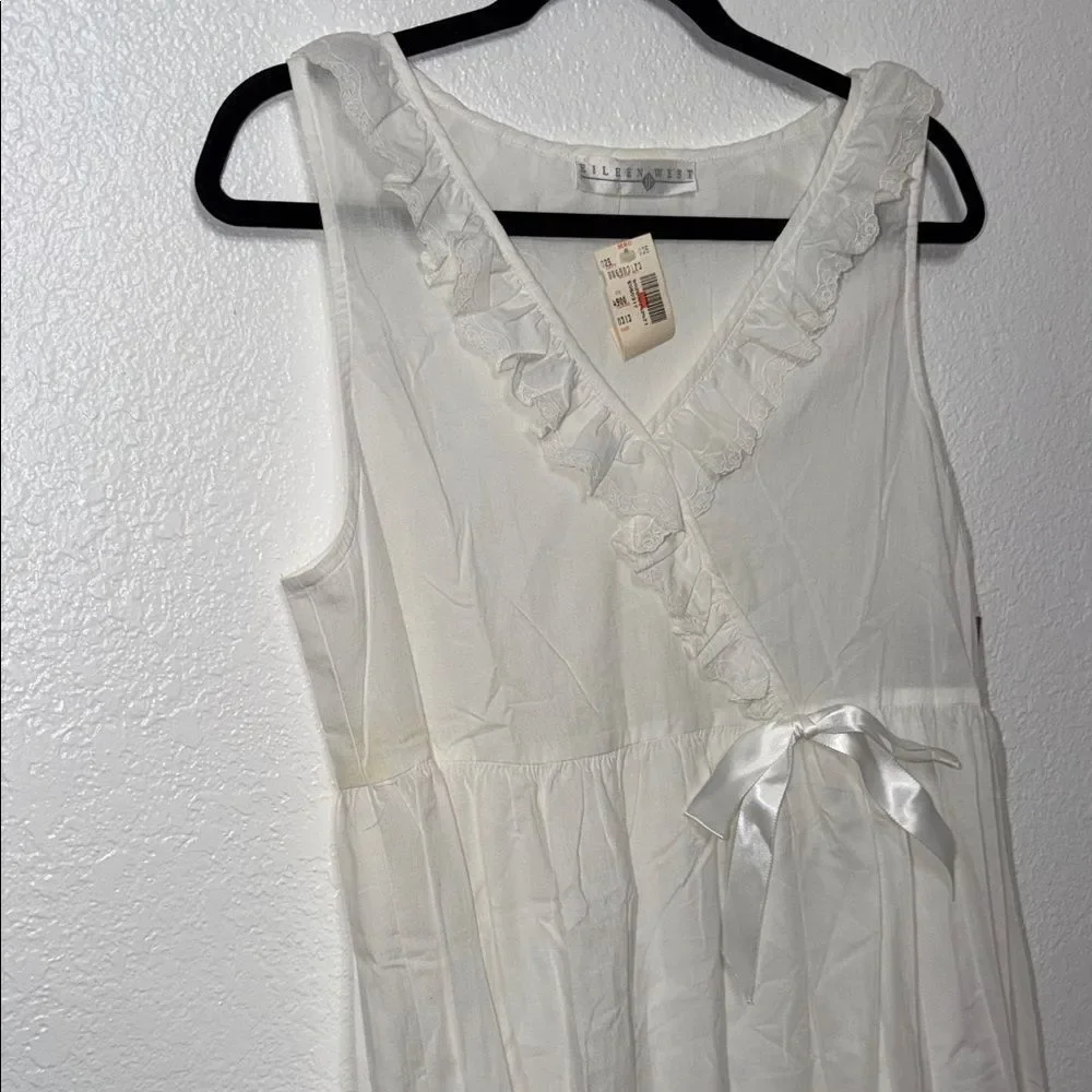 Vintage retro whit cotton Eileen West Ruffle cottagecore Lolita Dress M